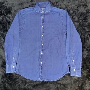 Polo Ralph Lauren Blue Shirt Mens Small Slim Fit Indigo L/S White Dots Cotton